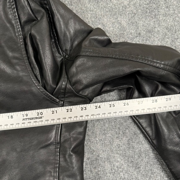 Levi Strauss Co Jacket Medium Black Faux Leather Aviator Bomber Sherpa Lined Men - Picture 15 of 16